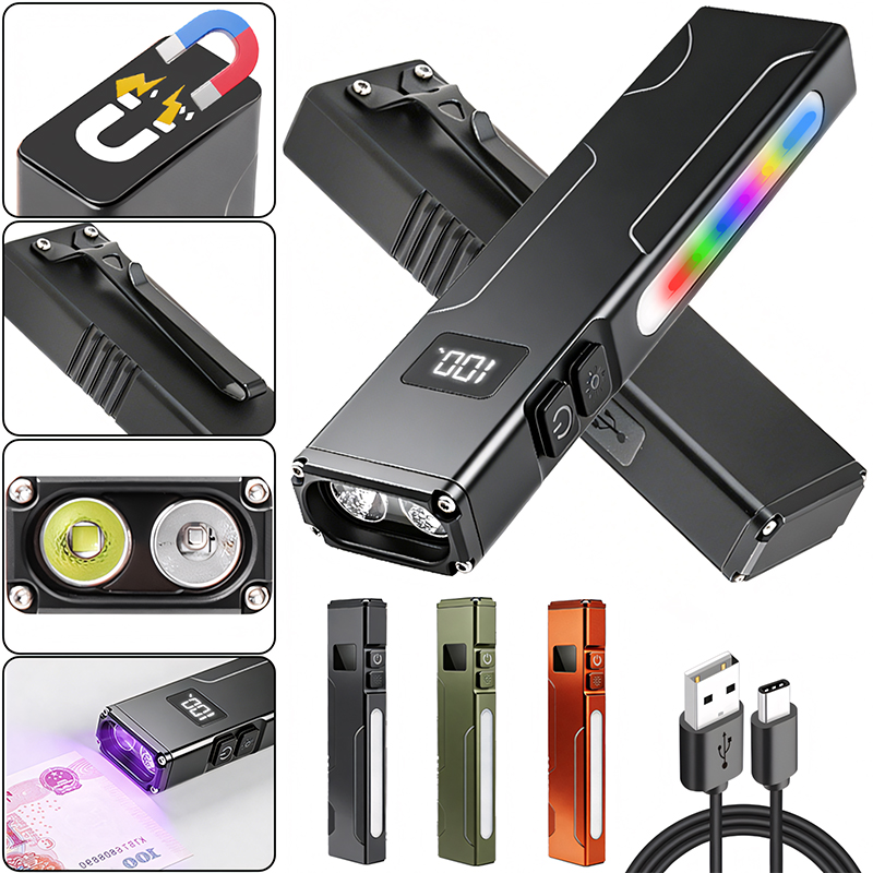 Edc Carry Clip - Wielofunkcyjna latarka robocza EDC z magnesem,